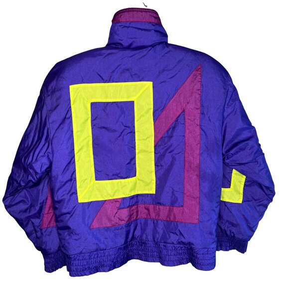 Vintage 80’s White Stag Ski Jacket Purple Neon Geometric Print Womens Size Small - Picture 2 of 11